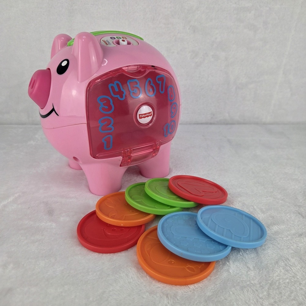 Fisher Price Laugh & Learn Smart Stages Piggy Bank 8 Coins DGC34 Tested